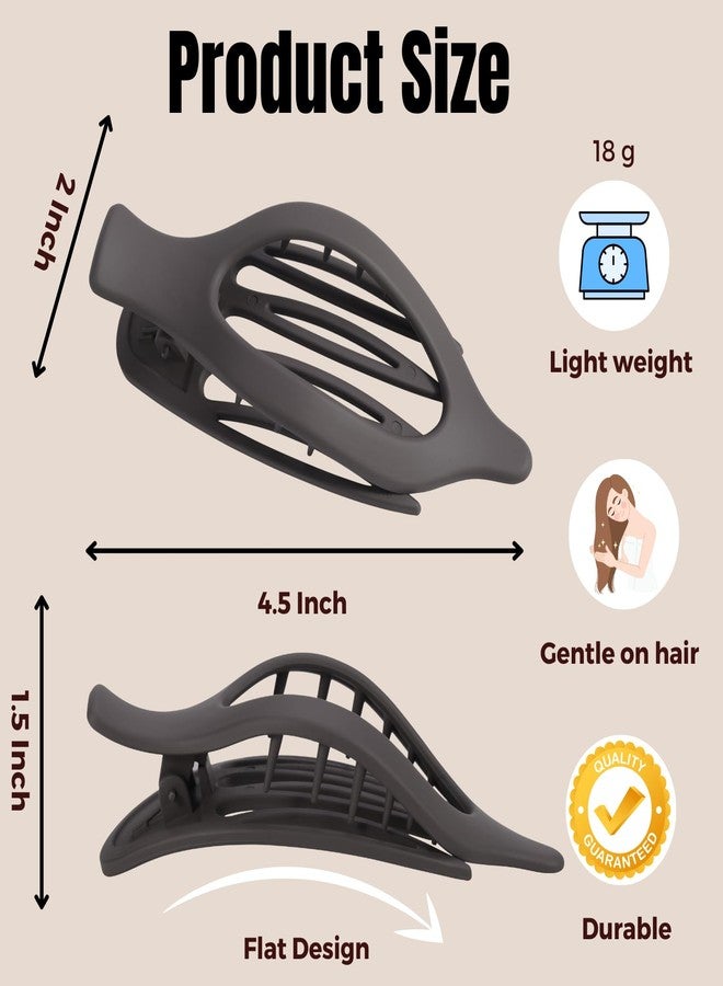 CENTSTAR 8 Pack French Flat Hair Clips for Women– Large Matte No-Slip Claw Barrettes in Black, Beige, Light Brown & Dark Brown,Strong Hold for Thick & Thin Hair - Image 2
